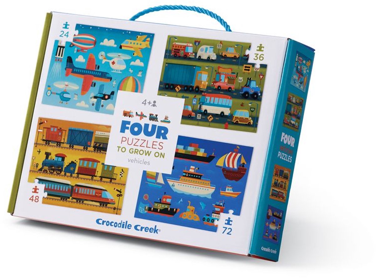 Crocodile Creek Four Puzzel Set | Voertuigen